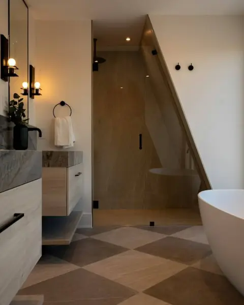 Bathroom with freestanding bath