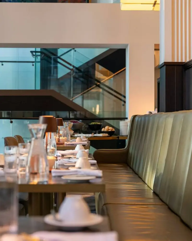 Restaurant with booth seating
