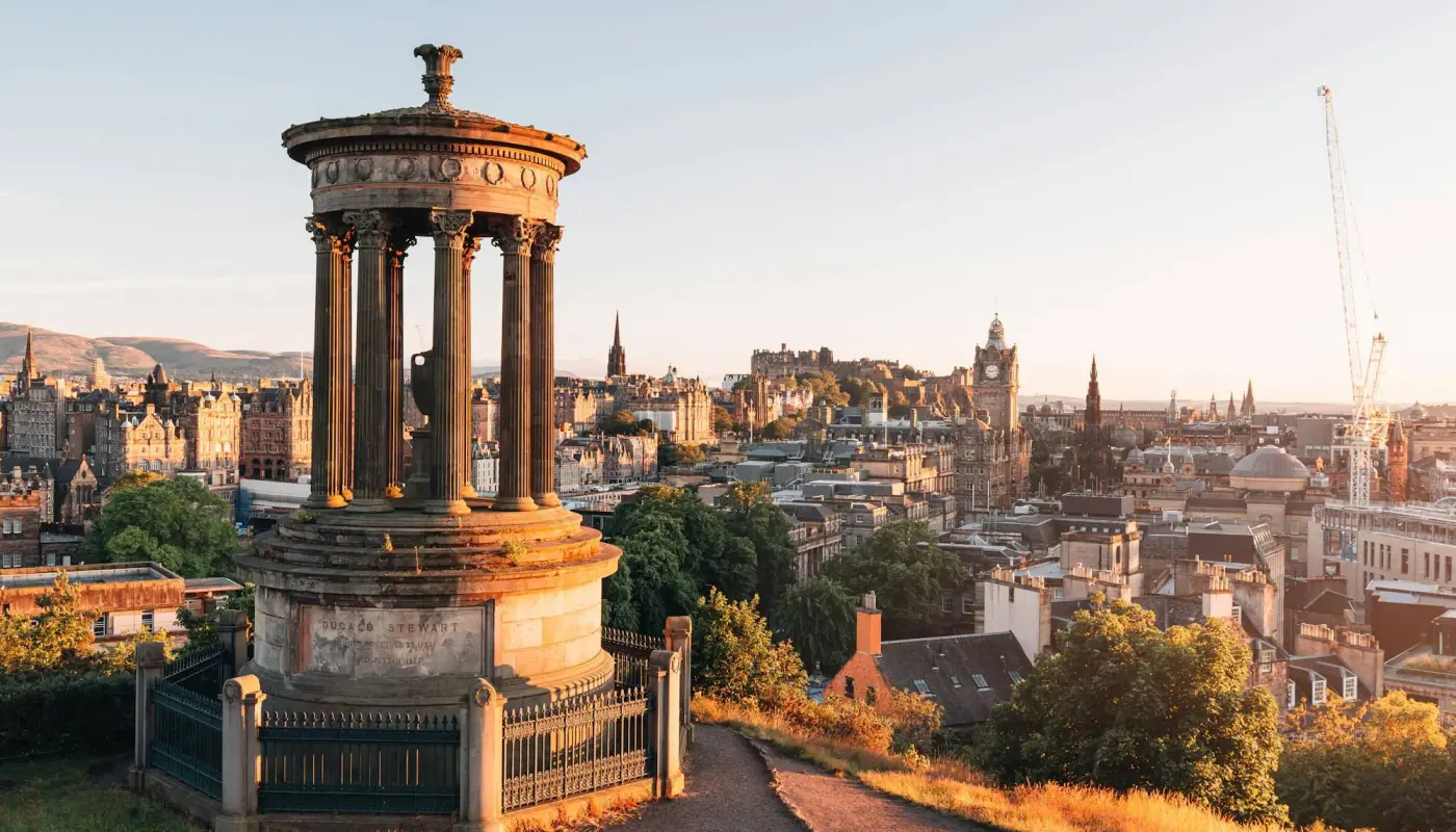 Monument overlooking the Edinburgh skyline