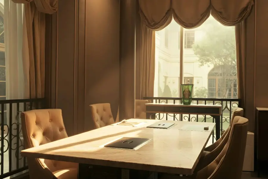 Dining room with a large table