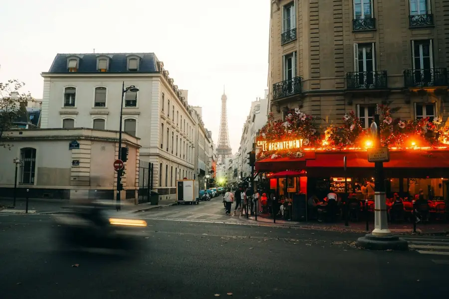 Eiffel Tower from a Parisian street