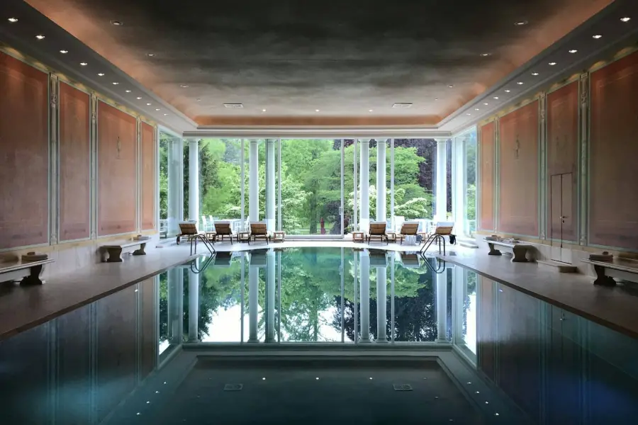 Indoor pool with a view