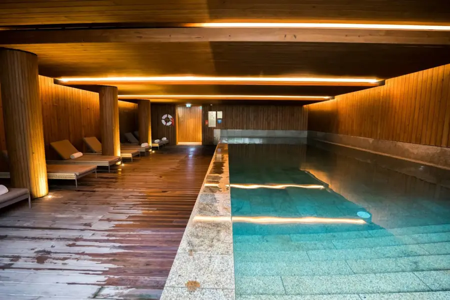Pool with wooden walls